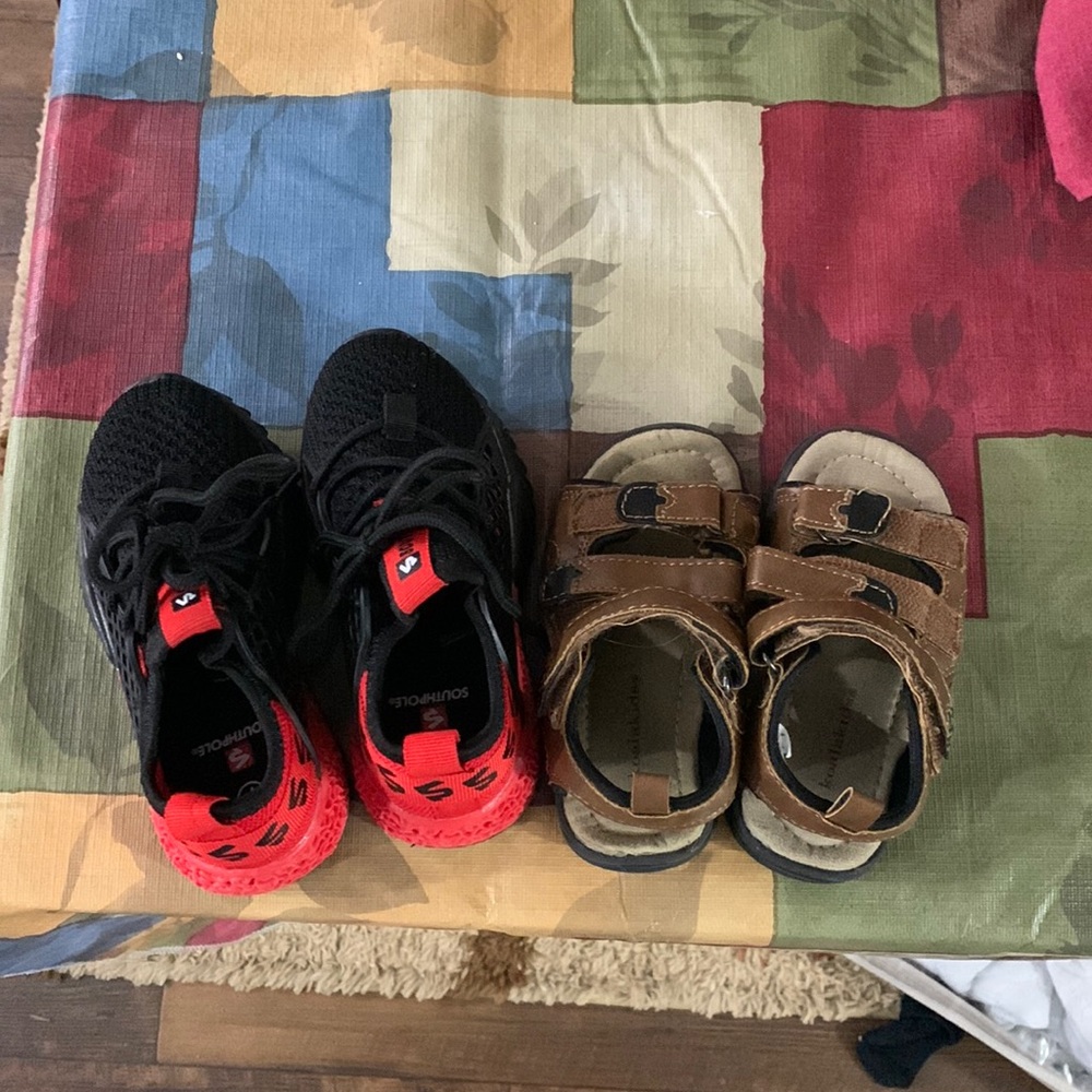 2 pairs of toddler boys shoes